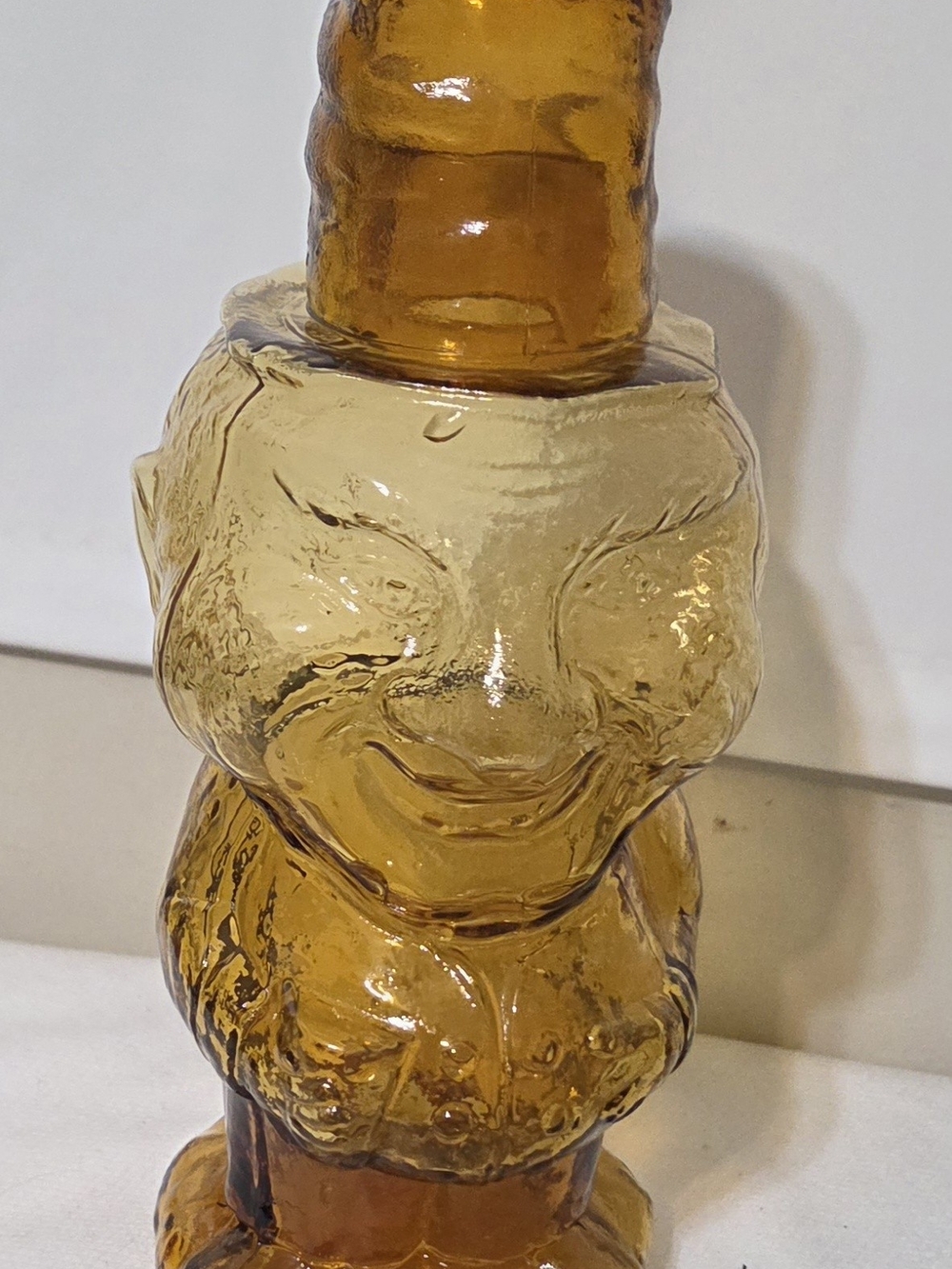 Tiara Indiana Glass Amber Jolly Mountaineer Tumble Up Decanter & Shot Glass